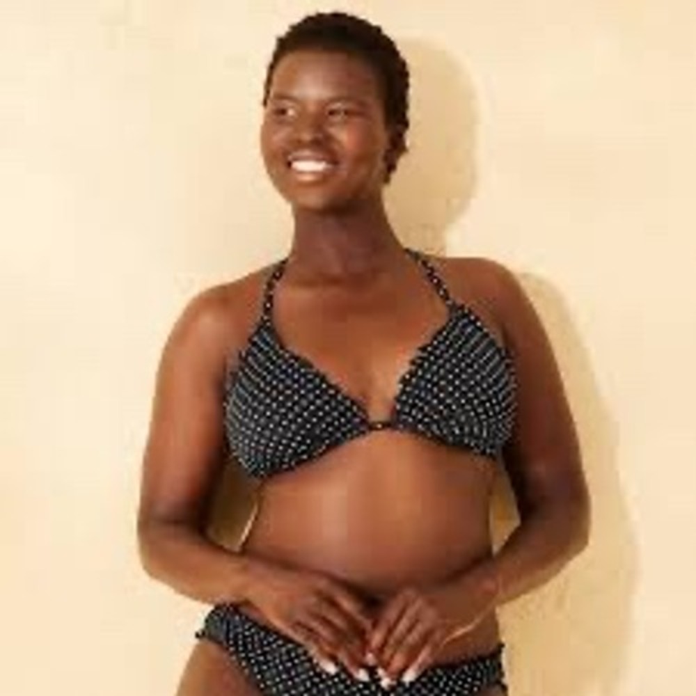 Shade & Shore Black White Polka Dot Scalloped Underwire Bikini Top 34B NWT‎